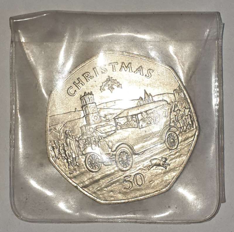 1983 - 50 PENCE - ISLE OF MAN - CHRISTMAS - NON-CIRCULATING COIN - RARE - KM# 107 COPPER-NICKEL